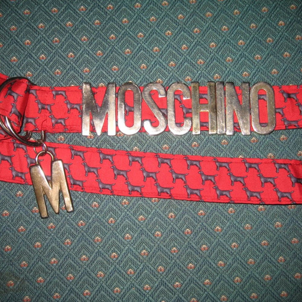 ❤️MOSCHINO Slide Letter Belt with Removeable Letters SZ 32-36 Pointer Dog Theme